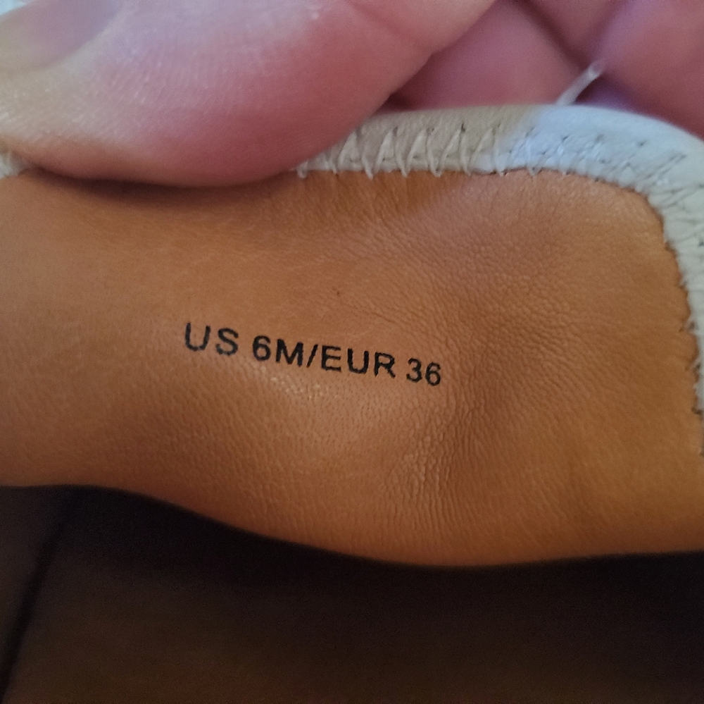 Vince White and Tan Leather-Trim Slip-On Mules - Picture 16 of 16